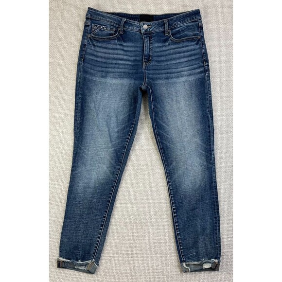 Buckle Black Jeans Fit No 53 Ankle Skinny Women's Size 33 Cuffed Distressed - Picture 1 of 13